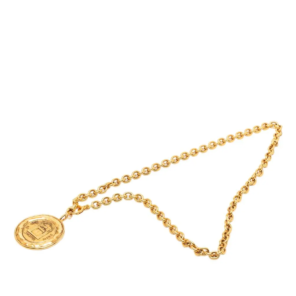 Chanel Gold Plated 31 Rue Cambon Medallion Pendant Necklace Gold Metal Very good - Inside View