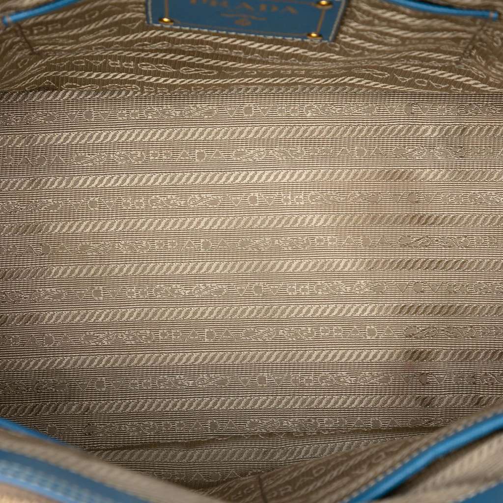 Prada Saffiano Trimmed Canvas Canapa Logo Double Zip Satchel Brown Canvas Good condition - Model View