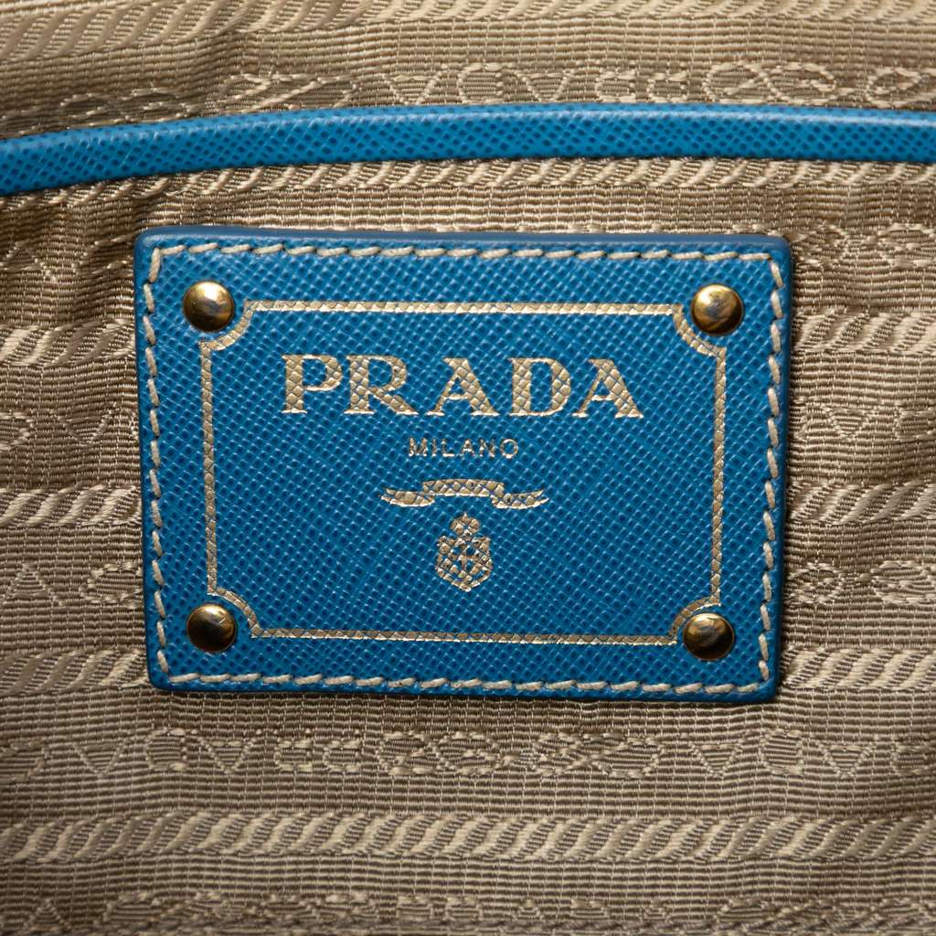 Prada Saffiano Trimmed Canvas Canapa Logo Double Zip Satchel Brown Canvas Good condition - Box View