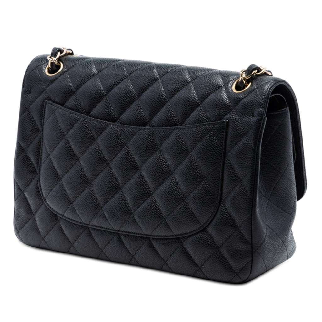 Chanel Jumbo Classic Caviar Double Flap Black Leather Good condition - Back View