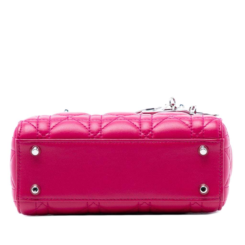Dior Mini Lambskin Cannage Lady Dior Purple Leather Good condition - Inside View