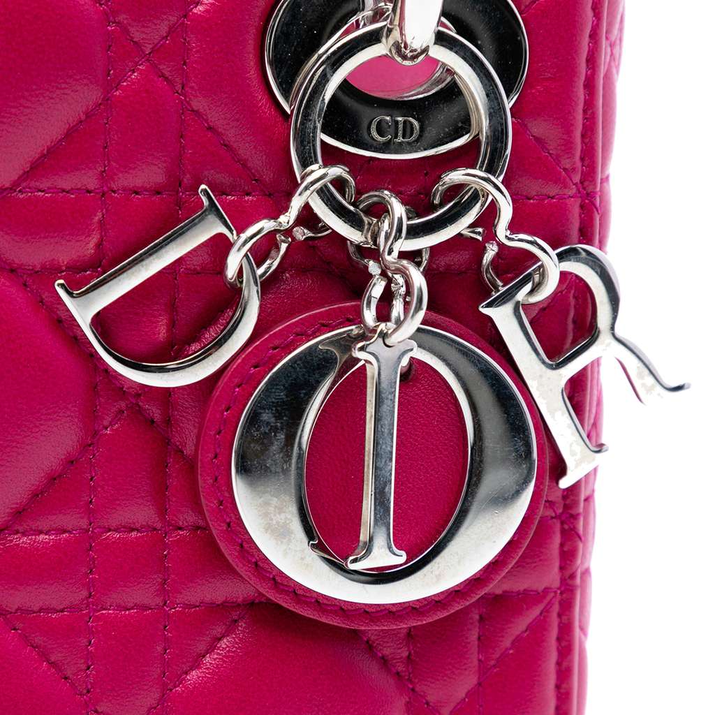 Dior Mini Lambskin Cannage Lady Dior Purple Leather Good condition - Box View