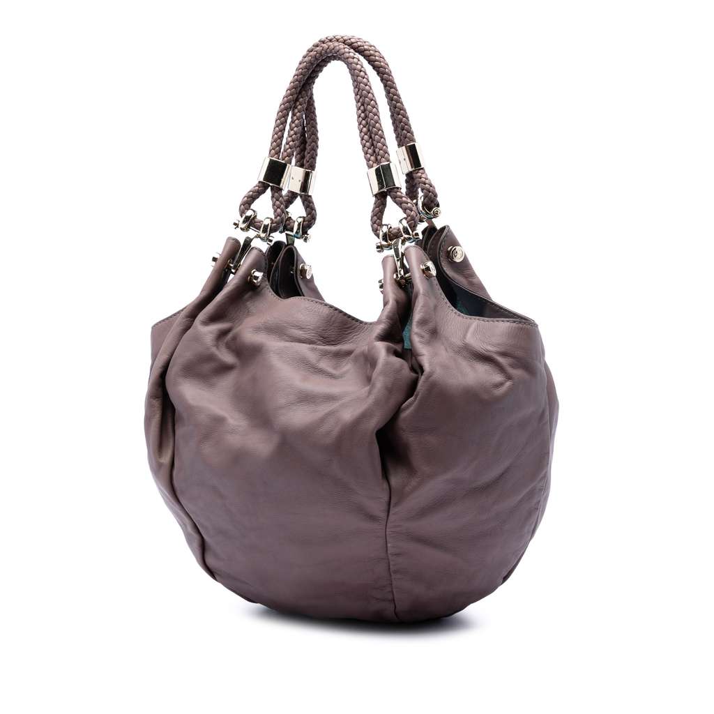 Gucci Leather Braided Handle Hobo Brown Leather Good condition - Back View