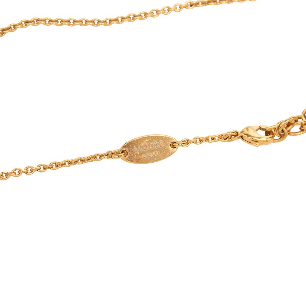 Louis Vuitton Gold Plated Essential V Pendant Necklace Gold Metal Good condition - Back View