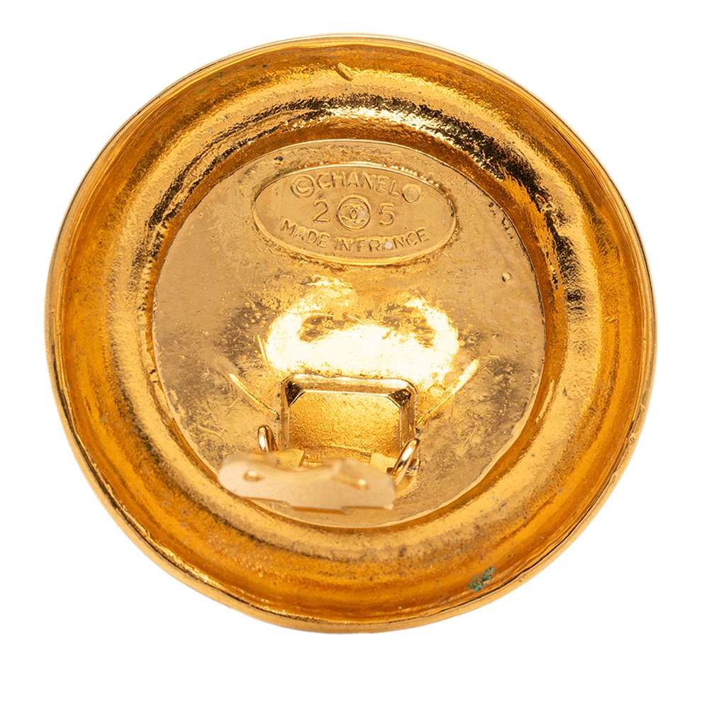 Chanel Gold Plated Faux Pearl 31 Rue Cambon Clip On Earrings Gold Metal Good condition - Inside View