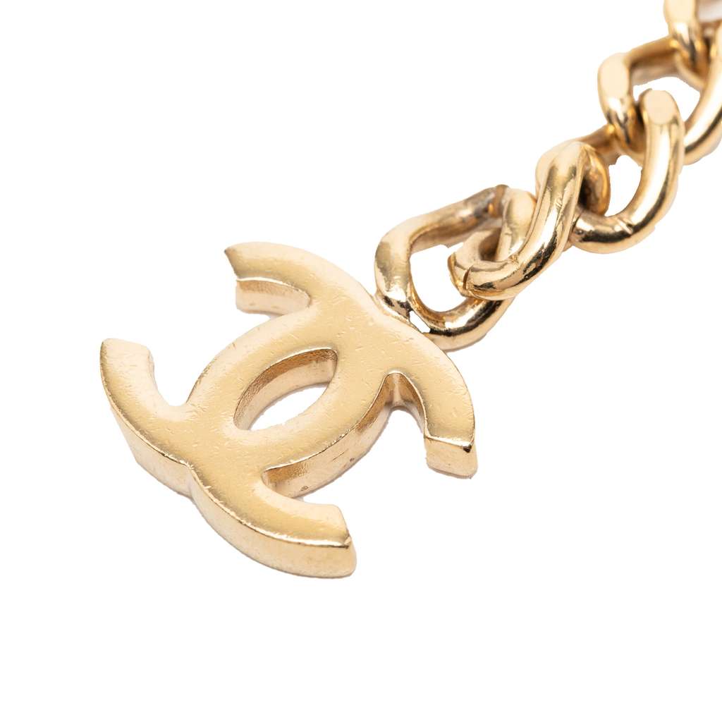 Chanel Gold Plated Strass Coco Double Chain Belt Gold Metal Good condition - Back View