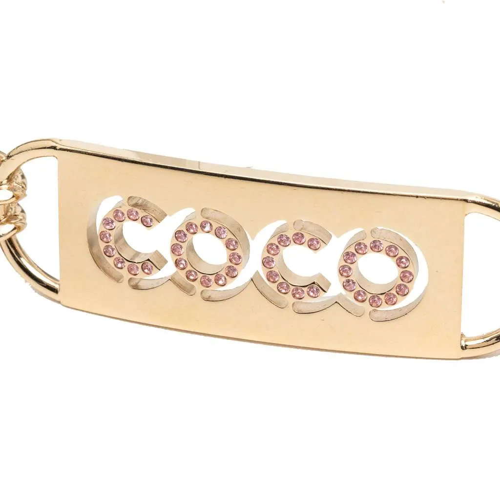 Chanel Gold Plated Strass Coco Double Chain Belt Gold Metal Very good - Model View