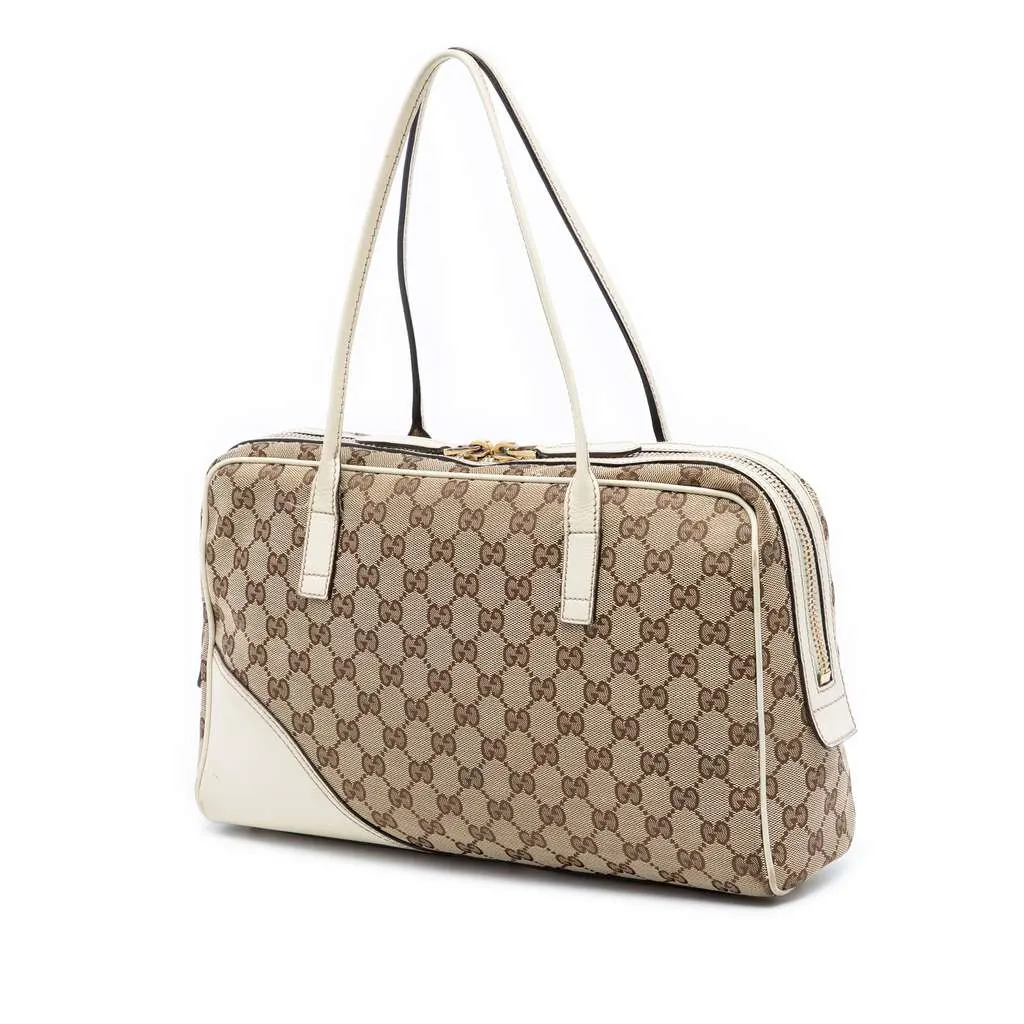 Gucci GG Canvas New Britt Shoulder Bag Beige Canvas Good - Back View