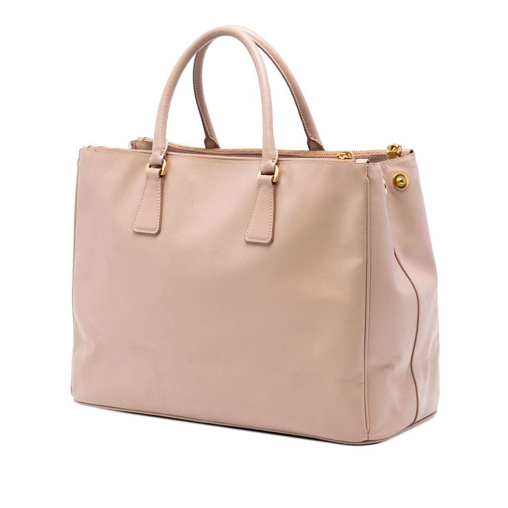 Prada Large Saffiano Lux Galleria Double Zip Tote Brown Leather Good condition - Back View