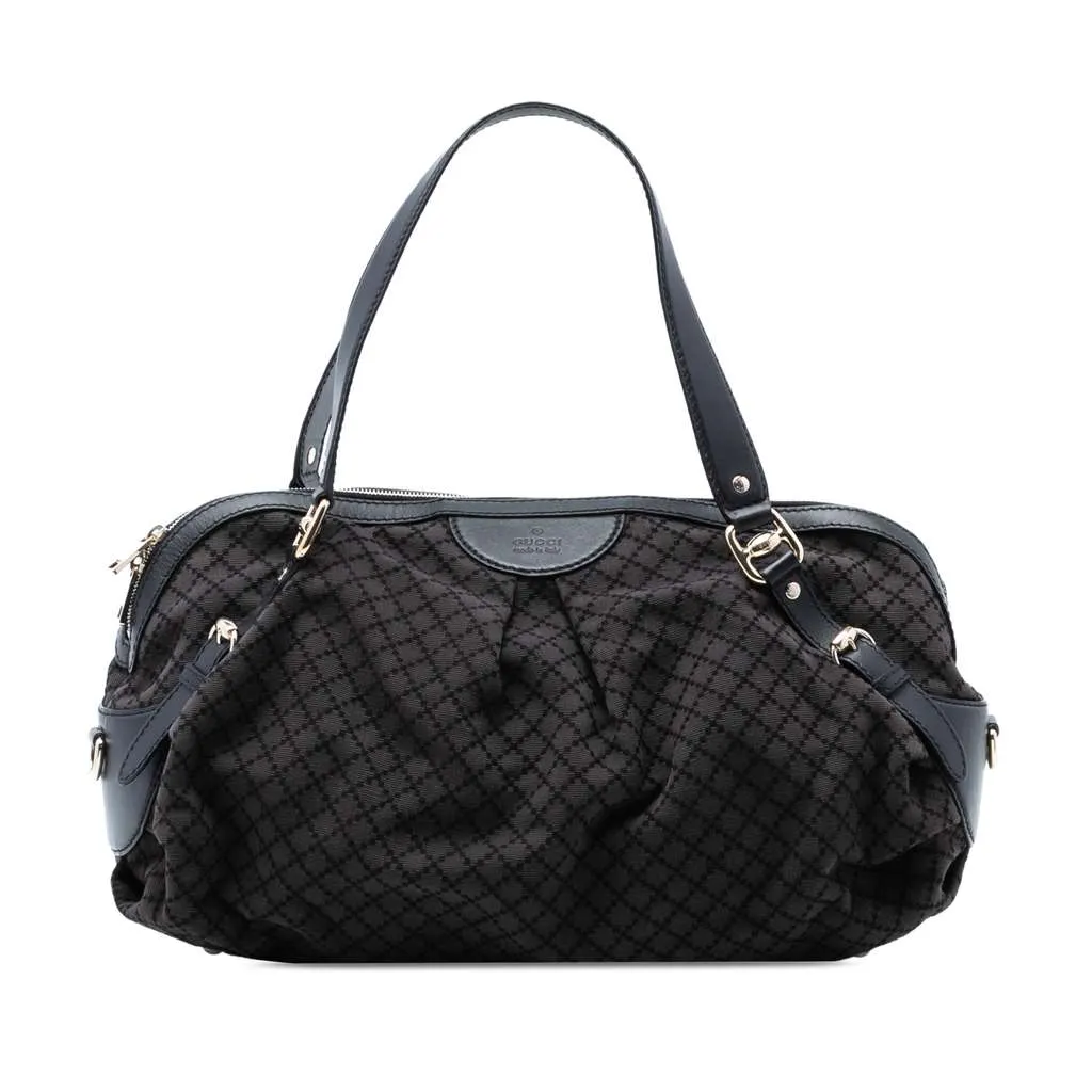 Gucci Diamante Canvas Bridle Satchel Grey Canvas Very good - Front View