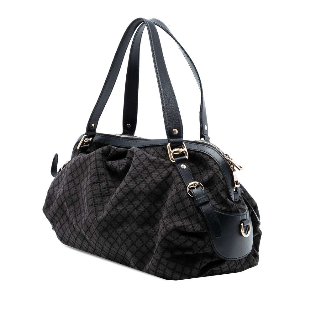 Gucci Diamante Canvas Bridle Satchel Grey Canvas Good condition - Back View