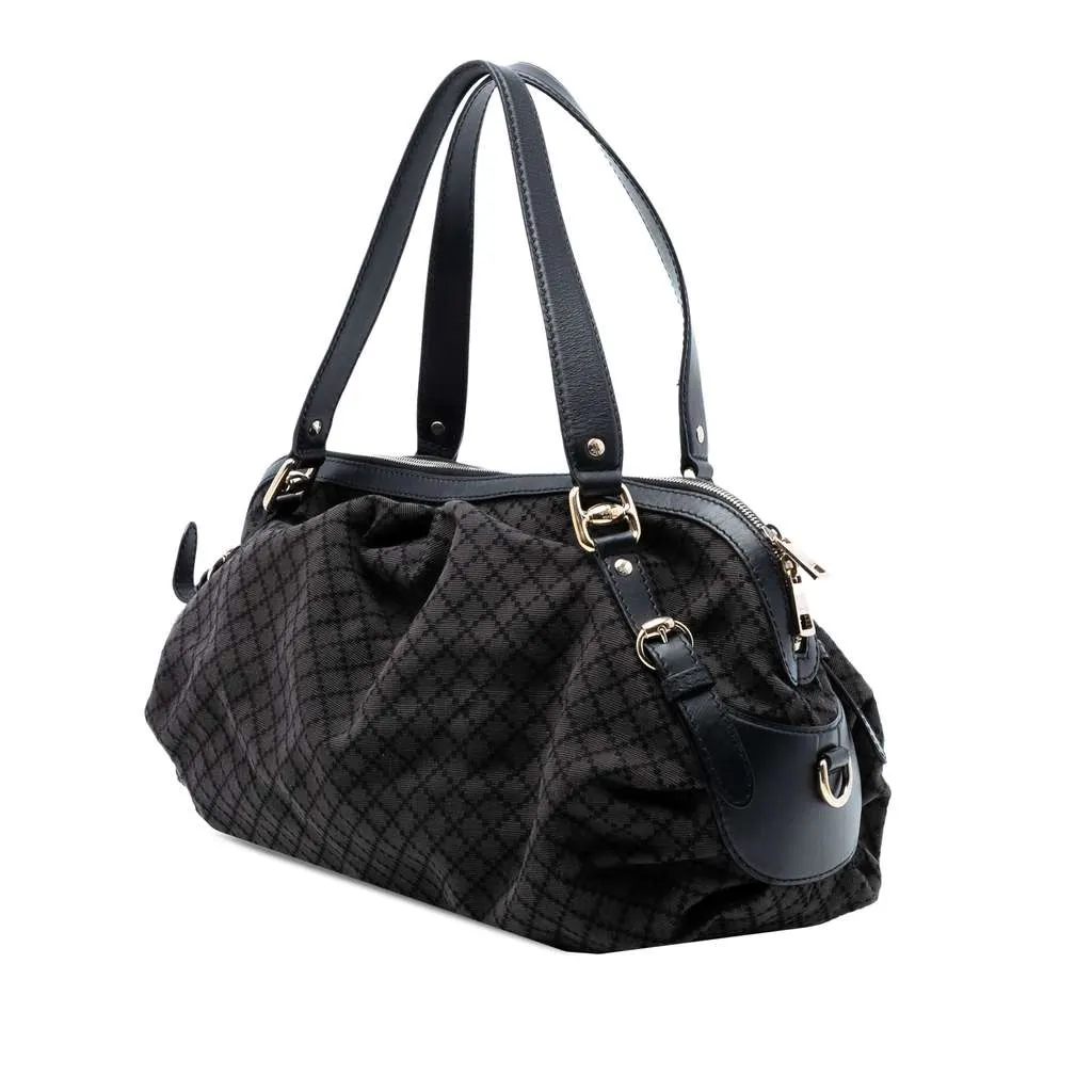 Gucci Diamante Canvas Bridle Satchel Grey Canvas Very good - Back View