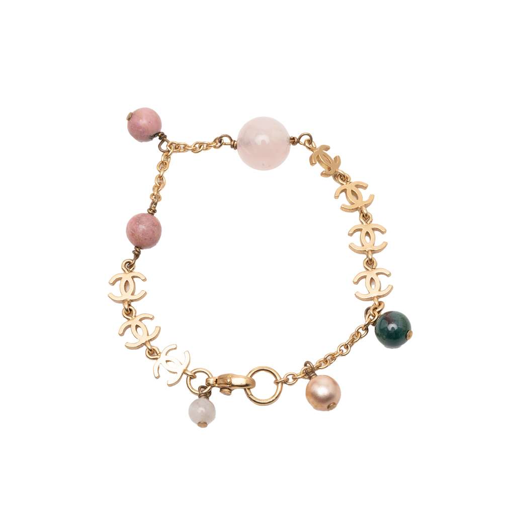 Chanel Gold Plated CC Faux Pearl Bracelet Gold Metal Good condition - Inside View