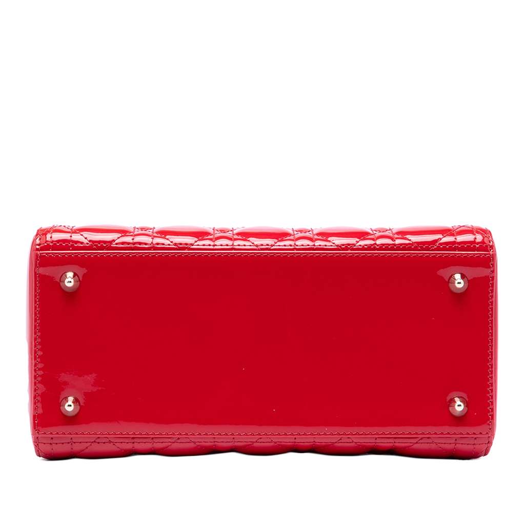 Dior Medium Patent Cannage Lady Dior Red Leather Good condition - Inside View