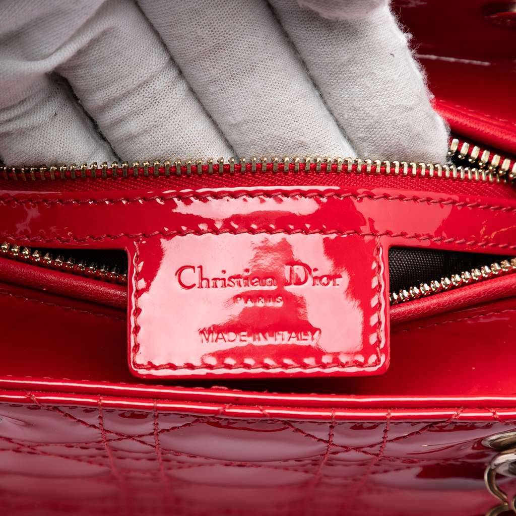 Dior Medium Patent Cannage Lady Dior Red Leather Good condition - Box View