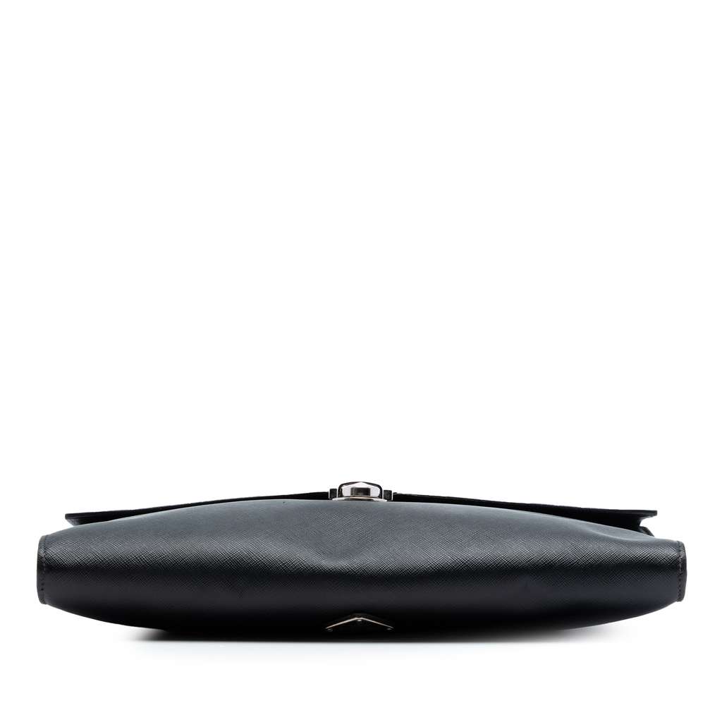 Prada Large Saffiano Envelope Pushlock Clutch Black Leather Good condition - Inside View