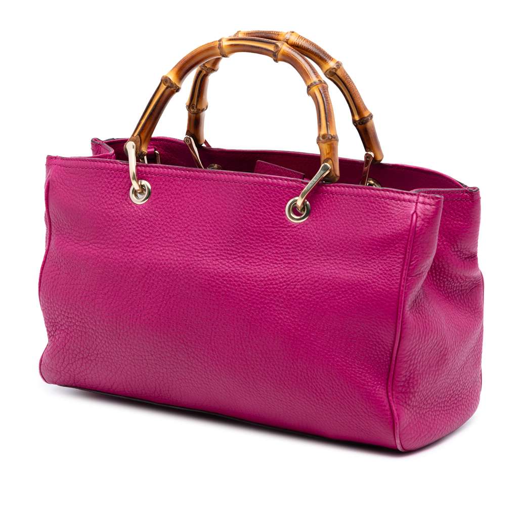 Gucci Medium Calfskin Bamboo Shopper Satchel Pink Leather Good condition - Back View