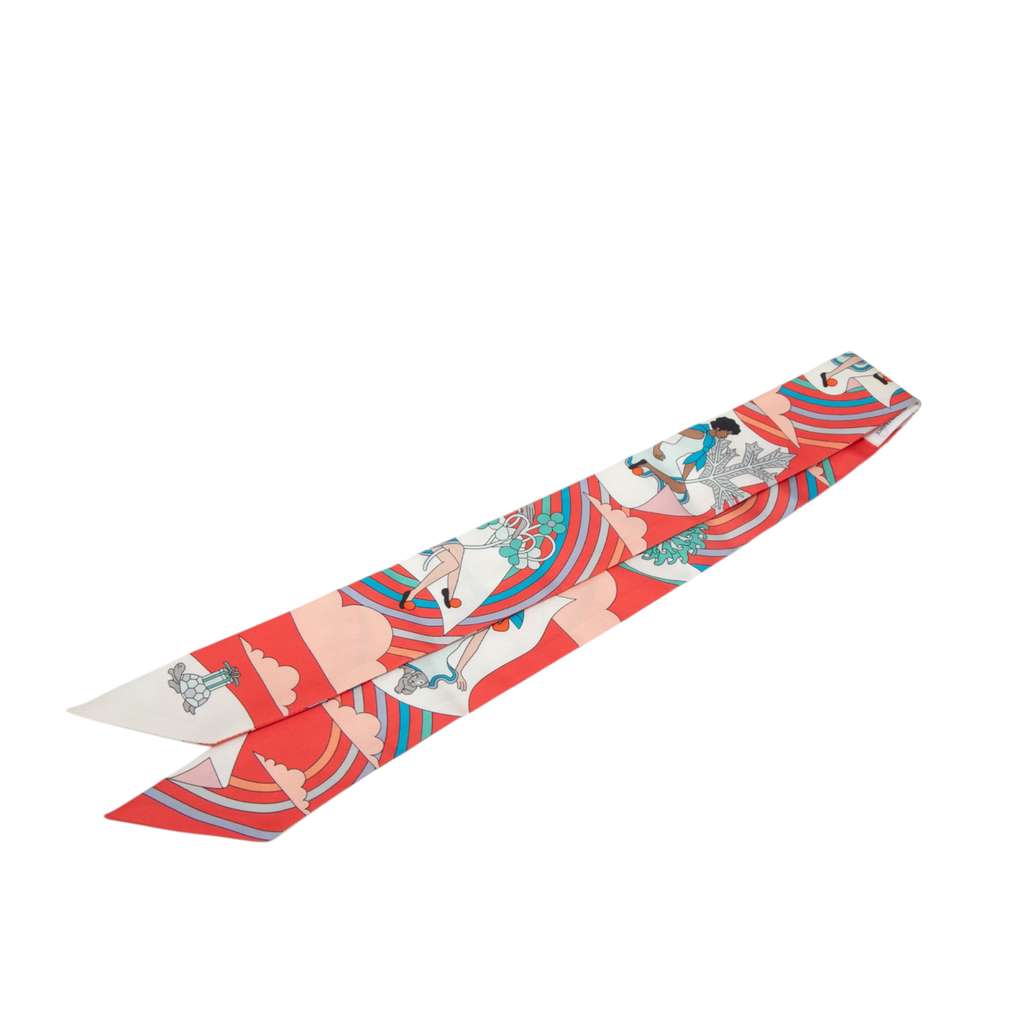 Hermès Carres Volants Silk Twilly Scarf Orange Silk Good condition - Back View