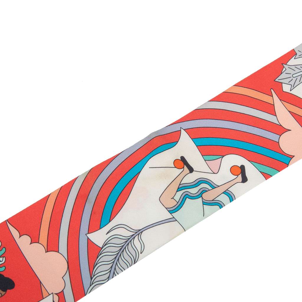 Hermès Carres Volants Silk Twilly Scarf Orange Silk Good condition - Model View