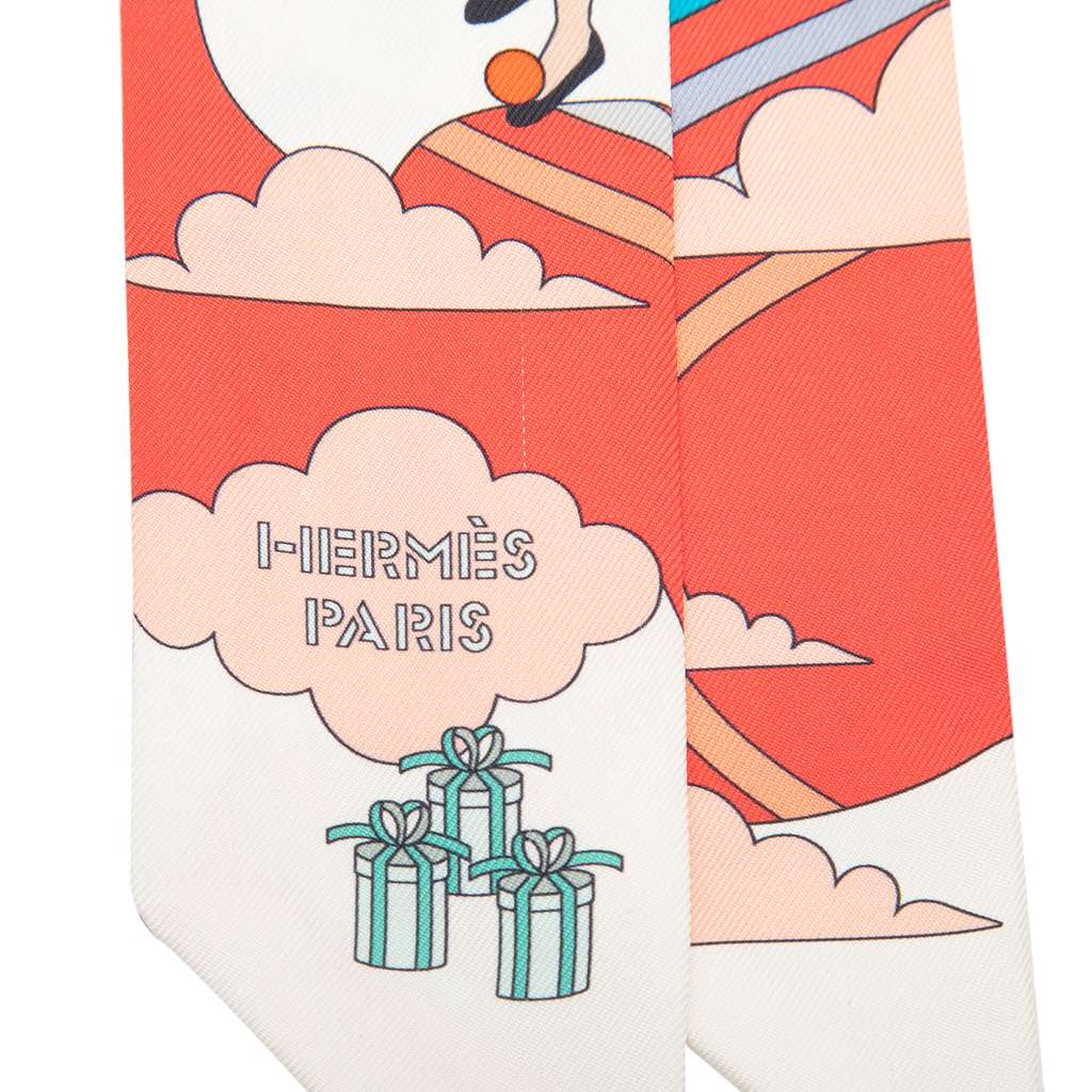 Hermès Carres Volants Silk Twilly Scarf Orange Silk Good condition - Box View