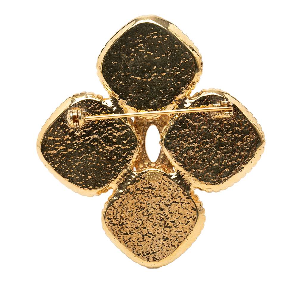 Chanel Gold Plated Coco Mark Flower Brooch Gold Metal Good condition - Back View