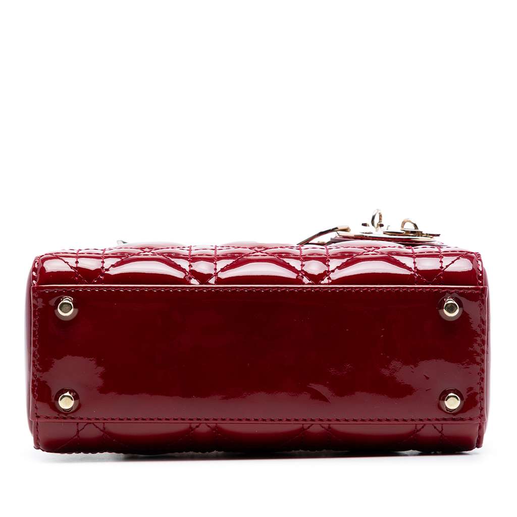 Dior Mini Patent Cannage Lady Dior Red Leather Good condition - Inside View