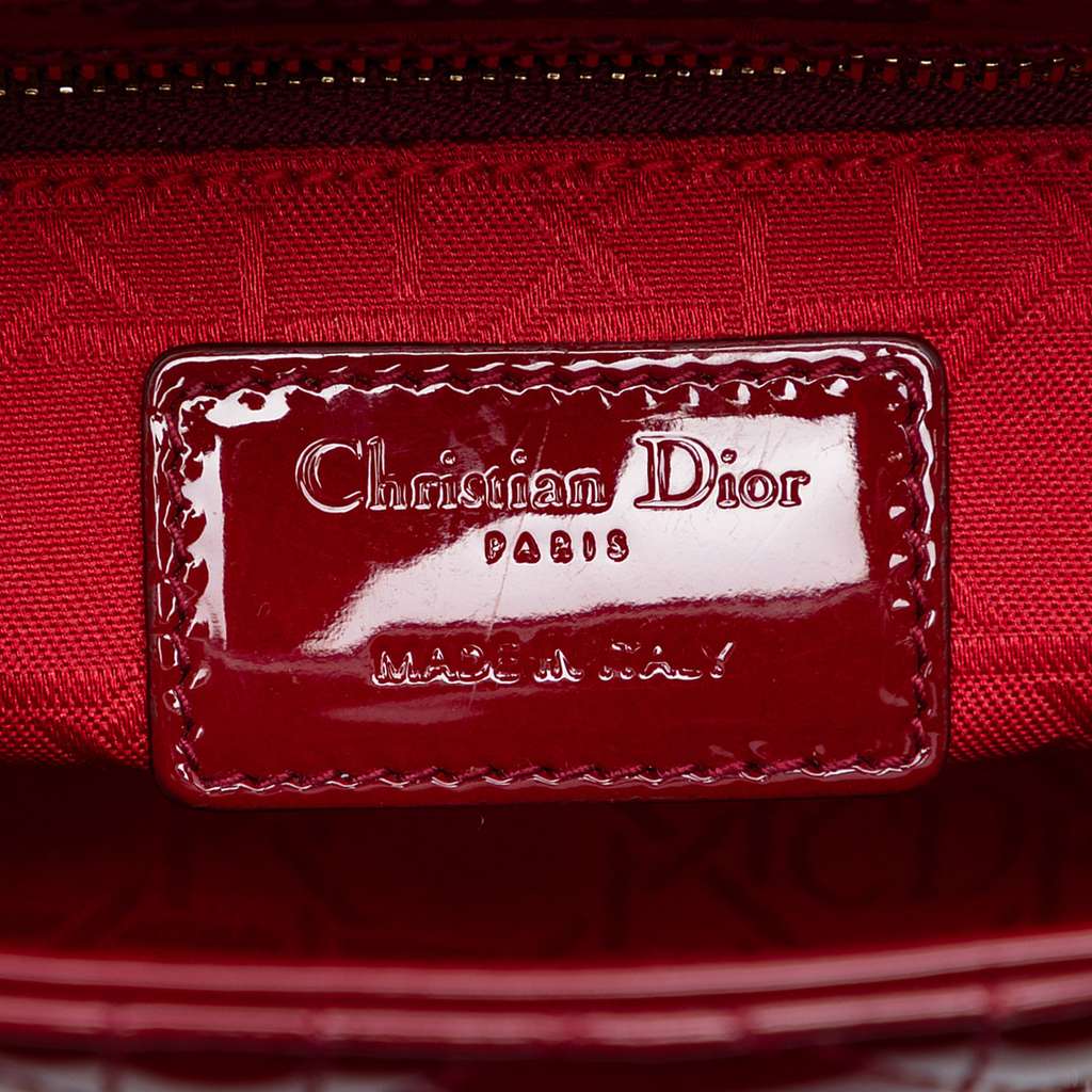 Dior Mini Patent Cannage Lady Dior Red Leather Good condition - Box View