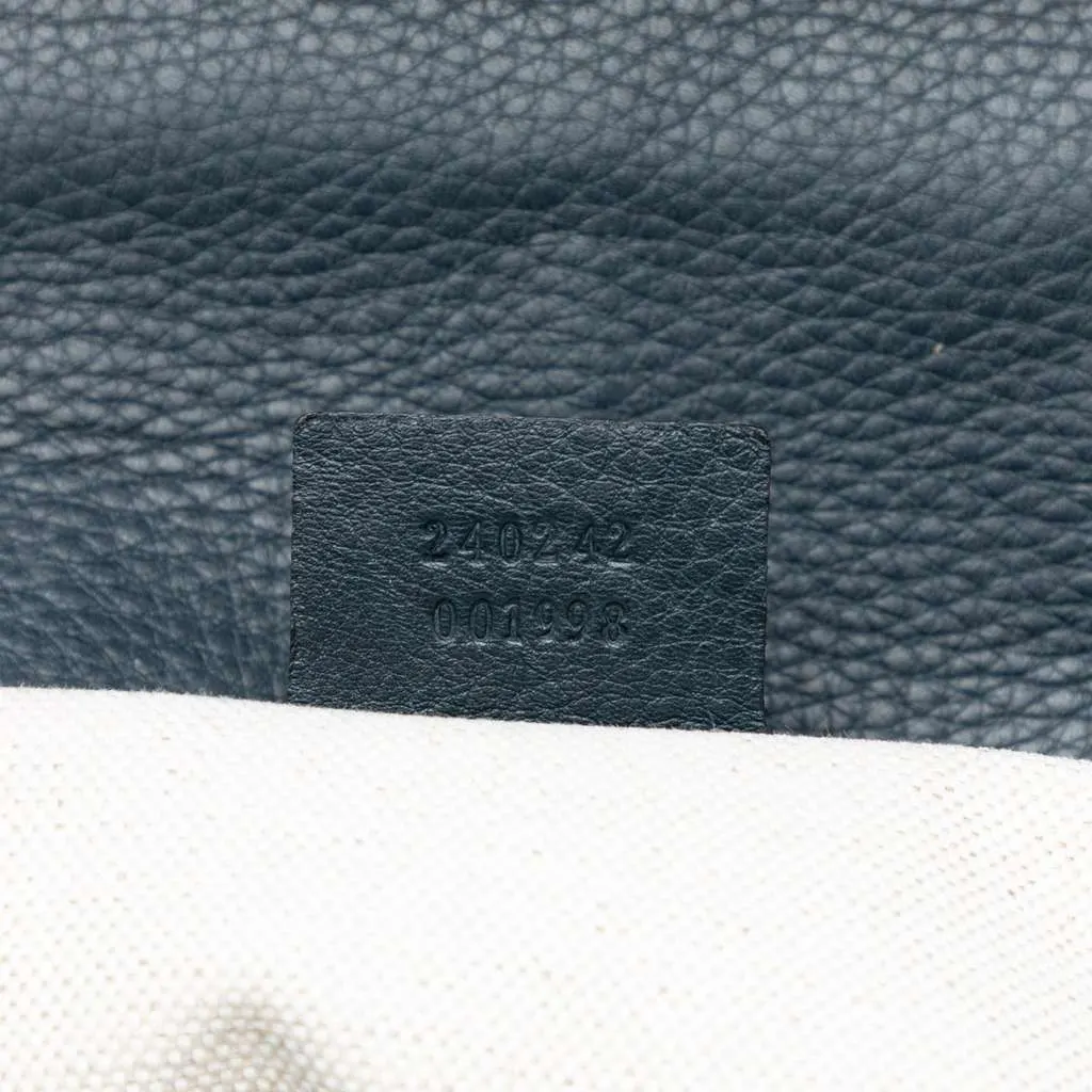 Gucci Medium Guccissima New Bamboo Top Handle Bag Blue Leather Very good - Box View