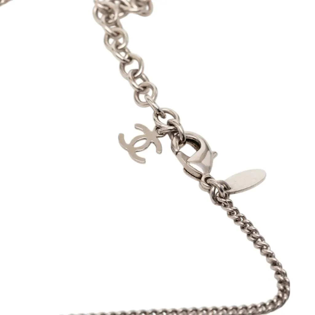 Chanel CC Plated Brass Acrylic Cube Pendant Necklace Silver Brass Very good - Box View