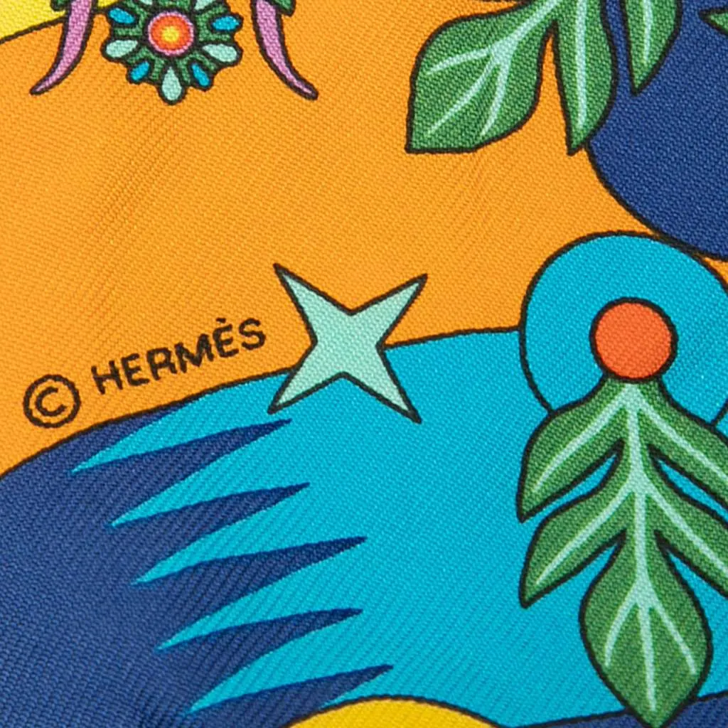 Hermès La Source de Pegase Silk Twilly Scarf Orange Silk Good - Box View