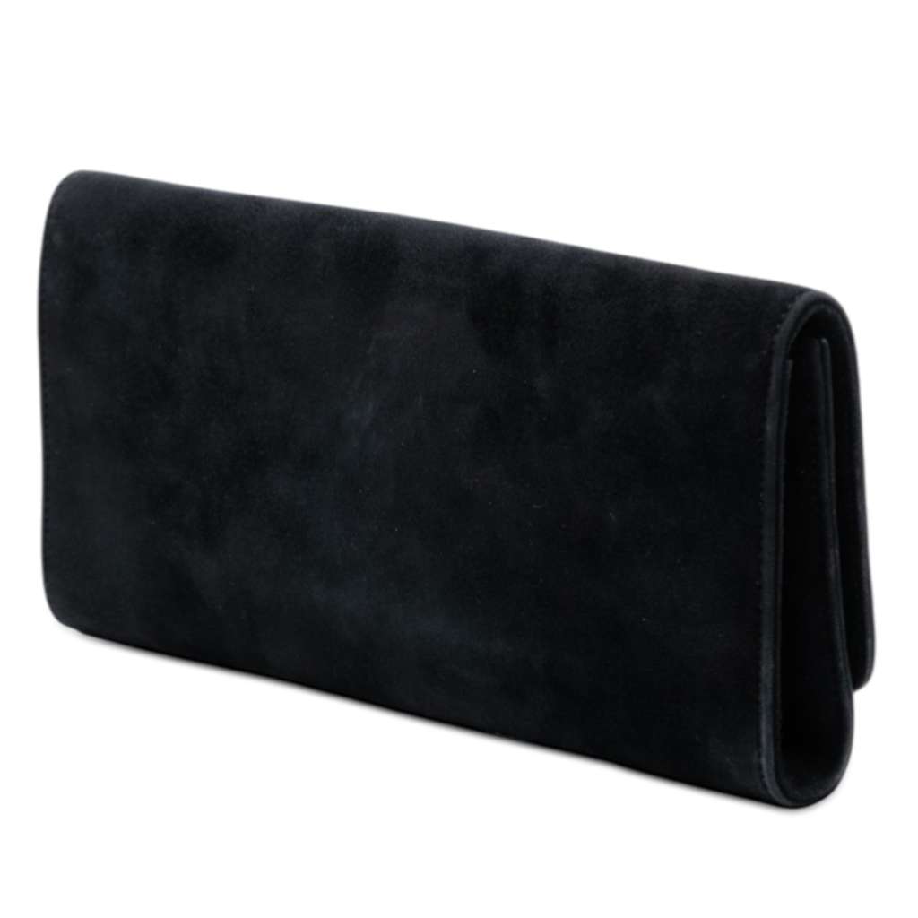 Gucci Suede Crystals Broadway Clutch Black Leather Good condition - Back View