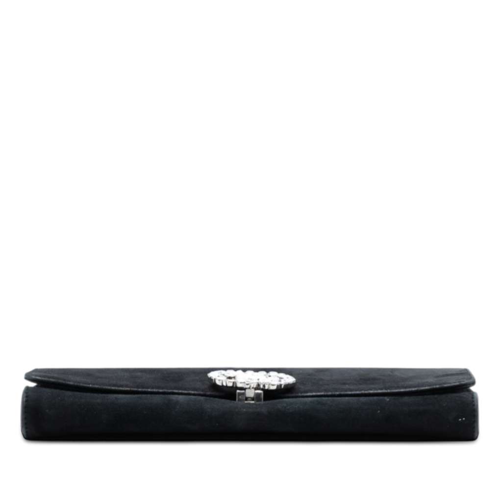 Gucci Suede Crystals Broadway Clutch Black Leather Good condition - Inside View