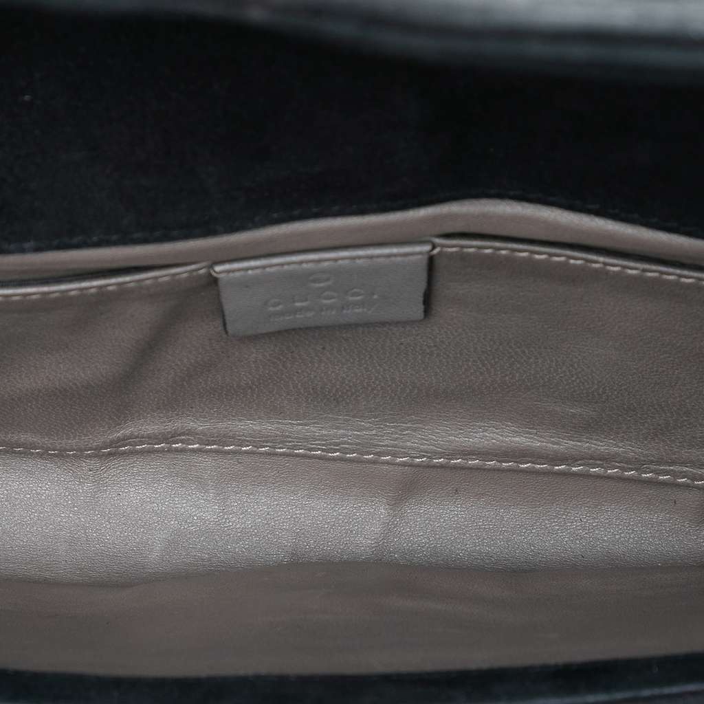 Gucci Suede Crystals Broadway Clutch Black Leather Good condition - Model View