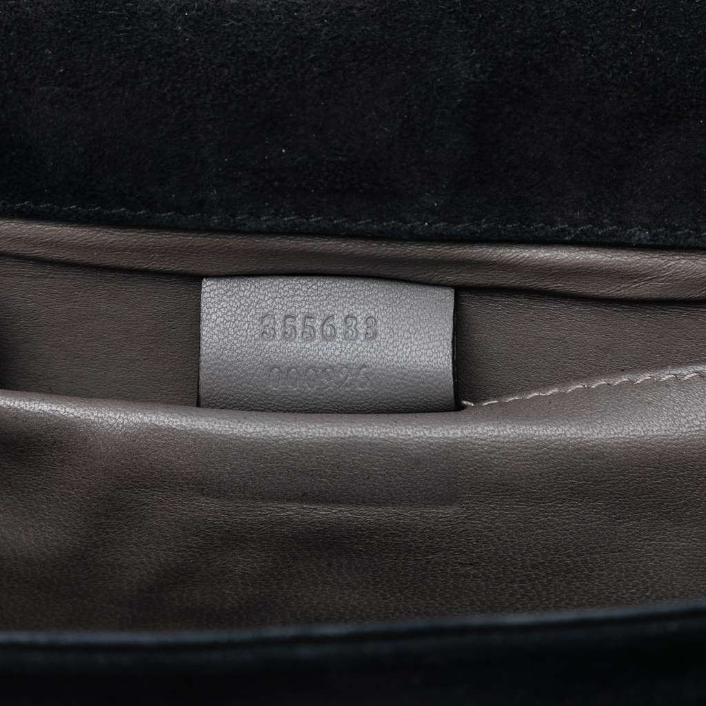 Gucci Suede Crystals Broadway Clutch Black Leather Good condition - Box View