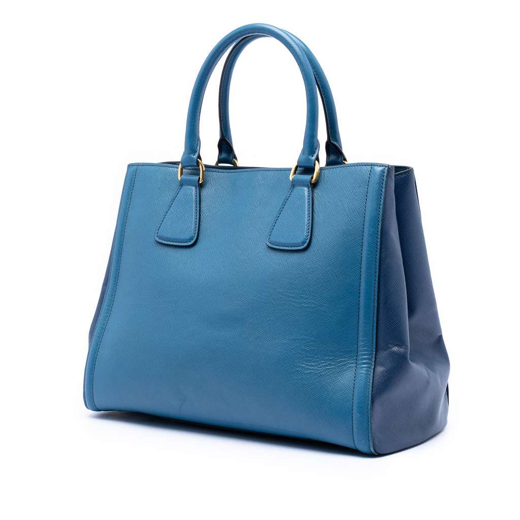 Prada Bicolor Saffiano Lux Galleria Satchel Blue Leather Good condition - Back View