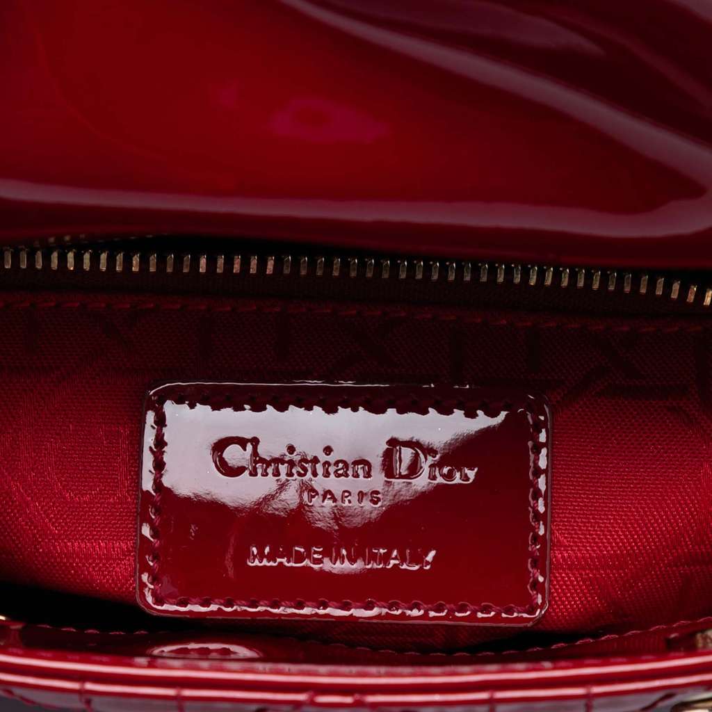 Dior Mini Patent Cannage Lady Dior Red Leather Good condition - Box View
