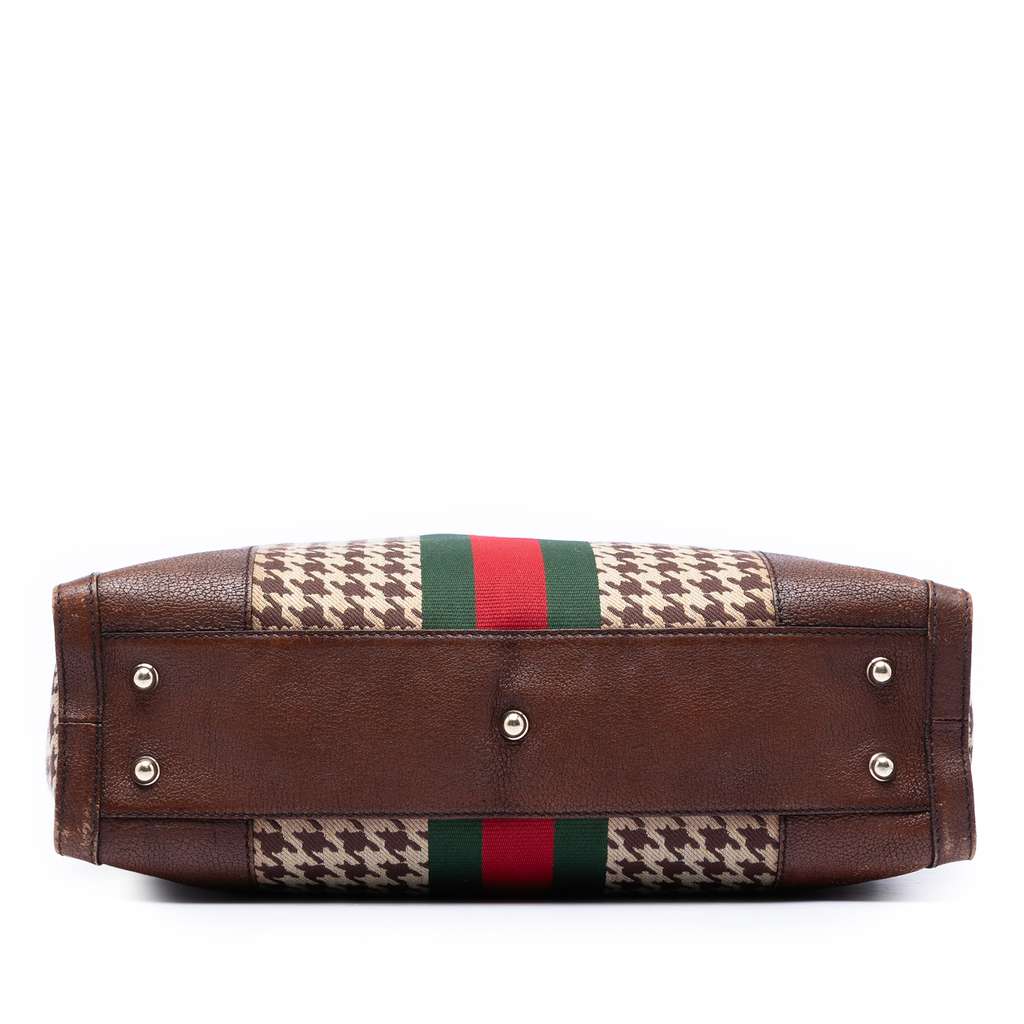 Gucci Houndstooth Seventies Canvas Web Tote Brown Canvas Good condition - Inside View