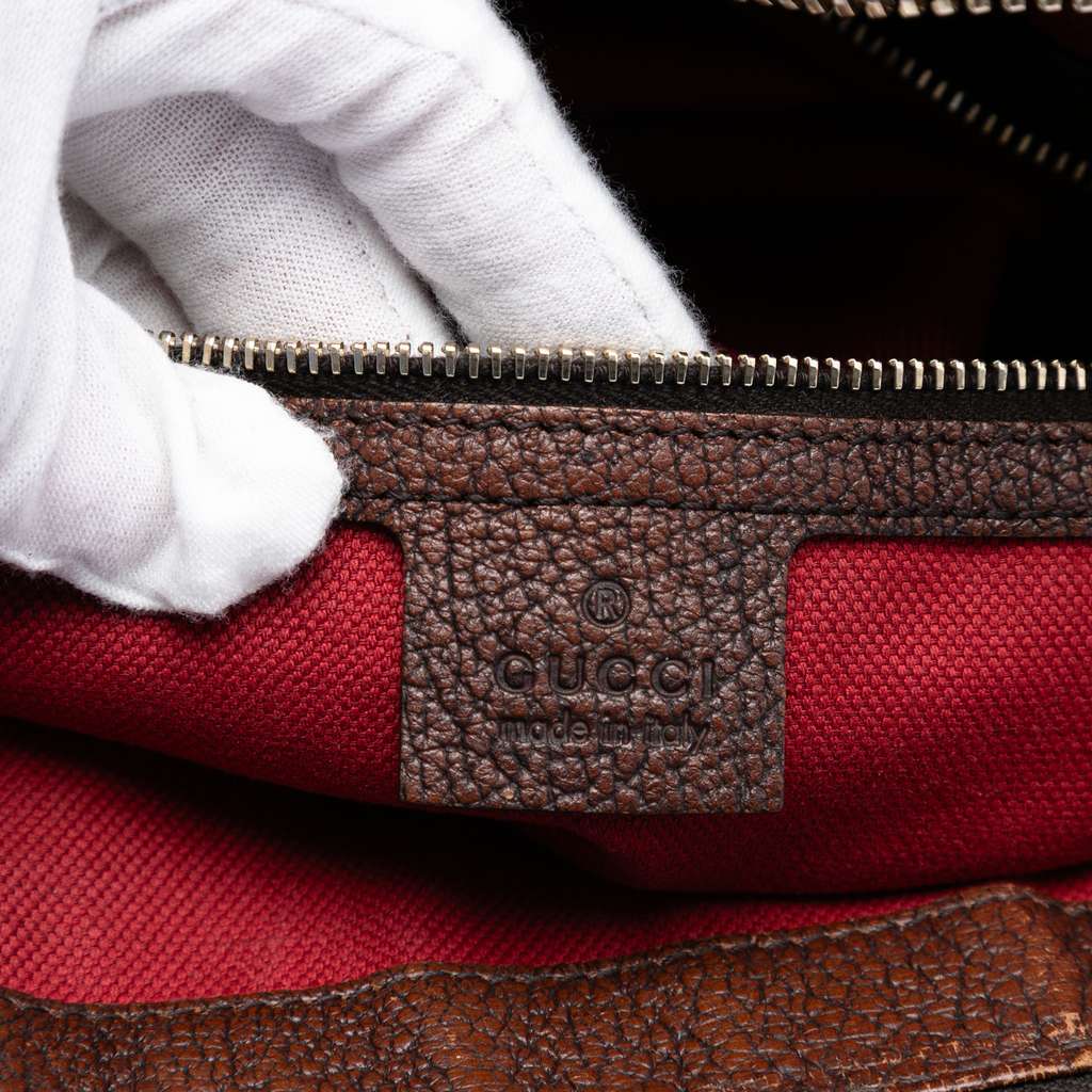 Gucci Houndstooth Seventies Canvas Web Tote Brown Canvas Good condition - Box View