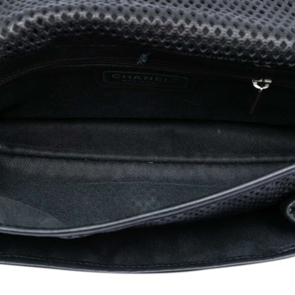Chanel Medium Perforated Lambskin Up In The Air Flap Black Leather Good condition - Model View