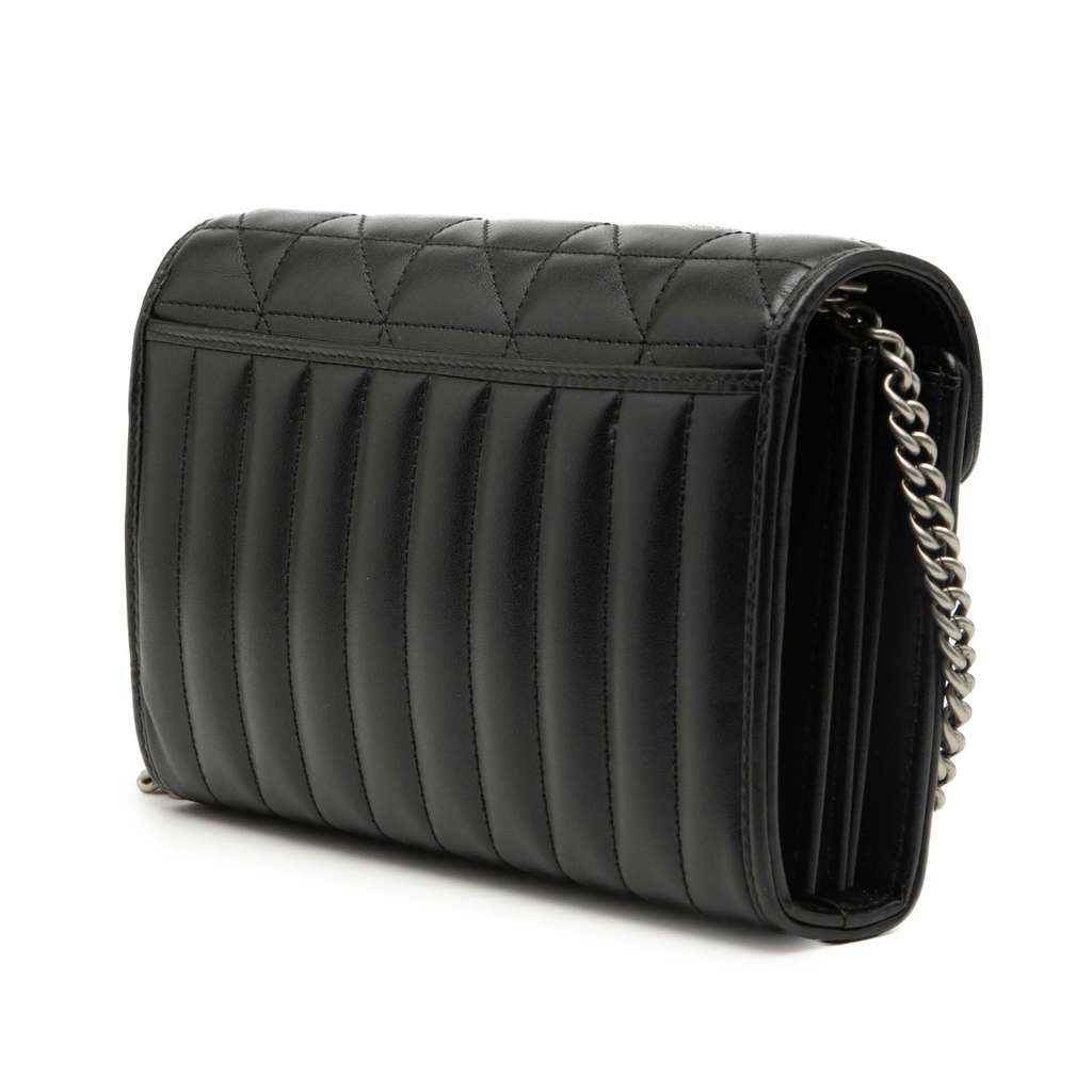 Gucci GG Marmont Matelasse Leather Aria Wallet On Chain Black Leather Good condition - Back View