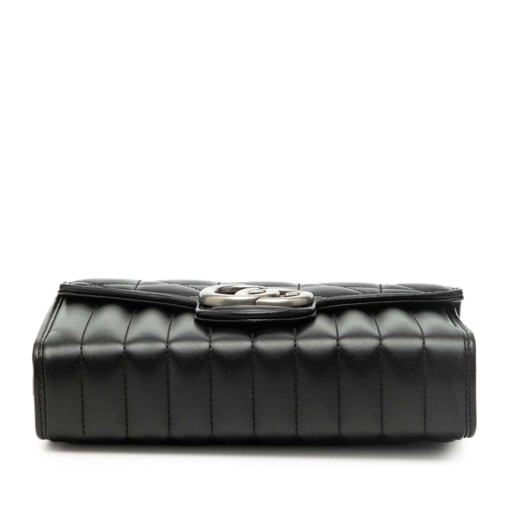Gucci GG Marmont Matelasse Leather Aria Wallet On Chain Black Leather Good condition - Inside View