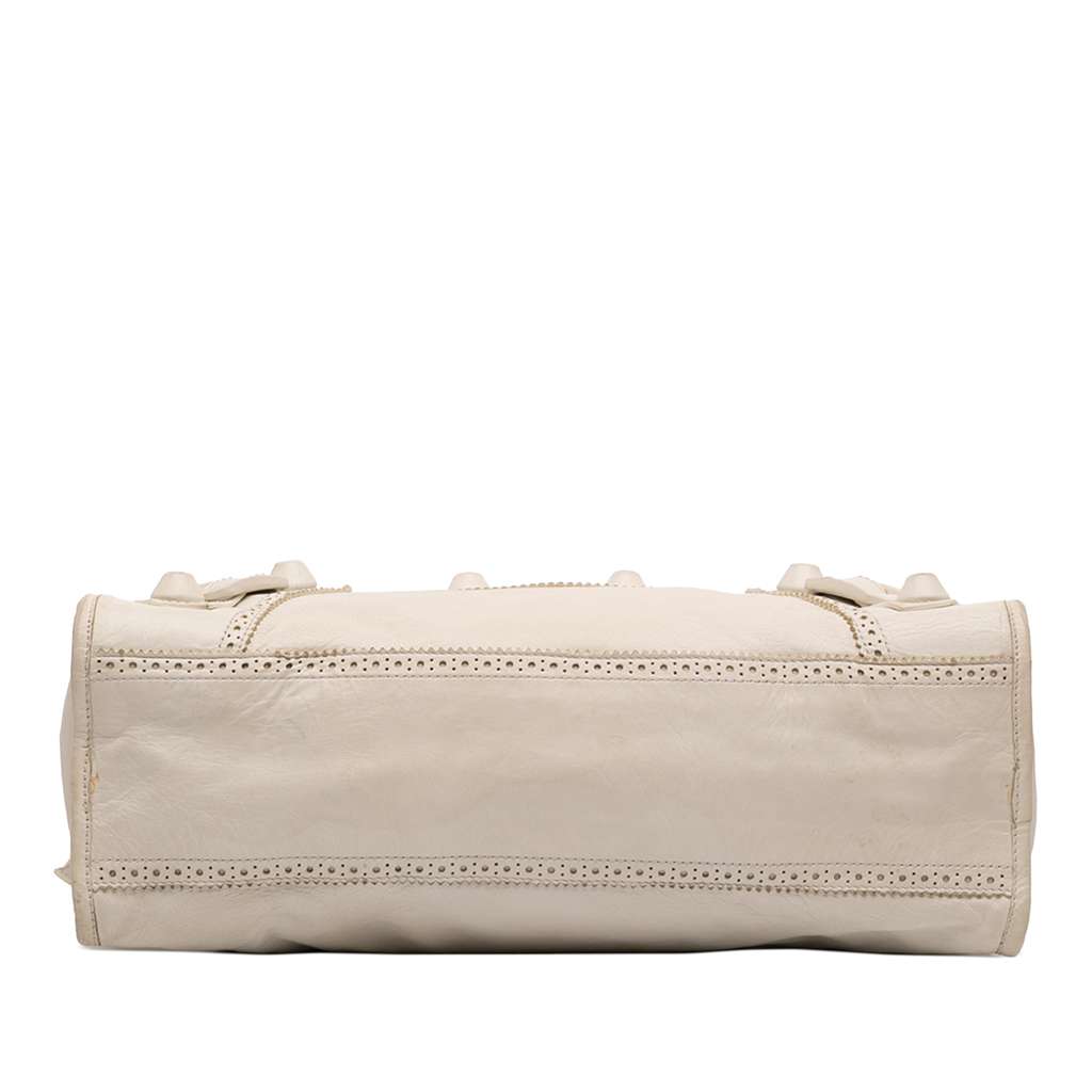 Balenciaga Lambskin Motocross Giant Brogues City Satchel White Leather Good condition - Model View