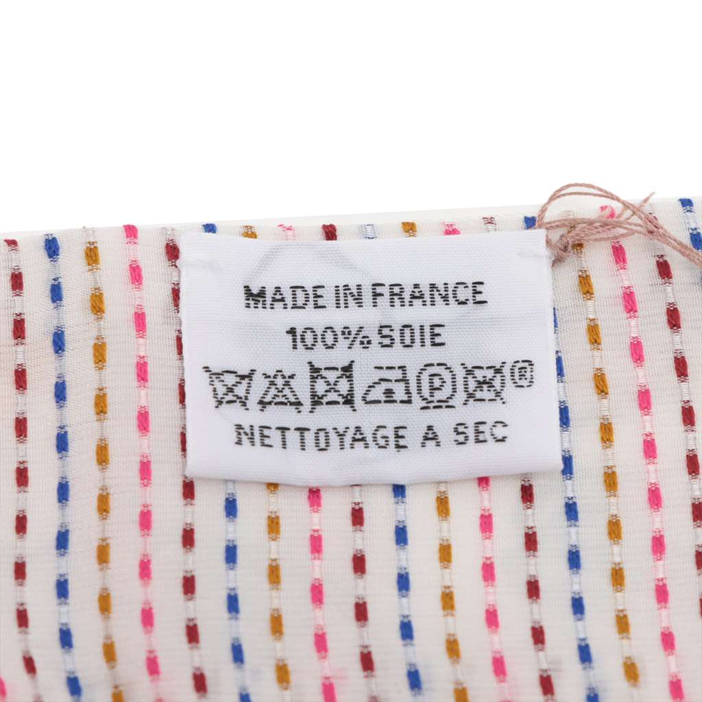 Hermès Chevaloscope Neon Pointille Silk Twilly White Silk Good condition - Inside View