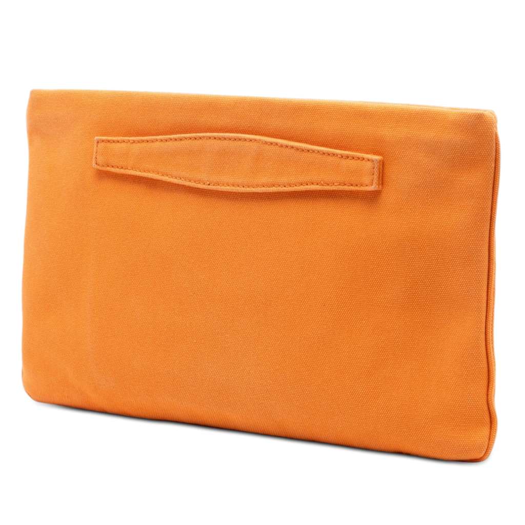 Prada Canvas Canapa Bijoux Clutch Orange Canvas Good condition - Back View