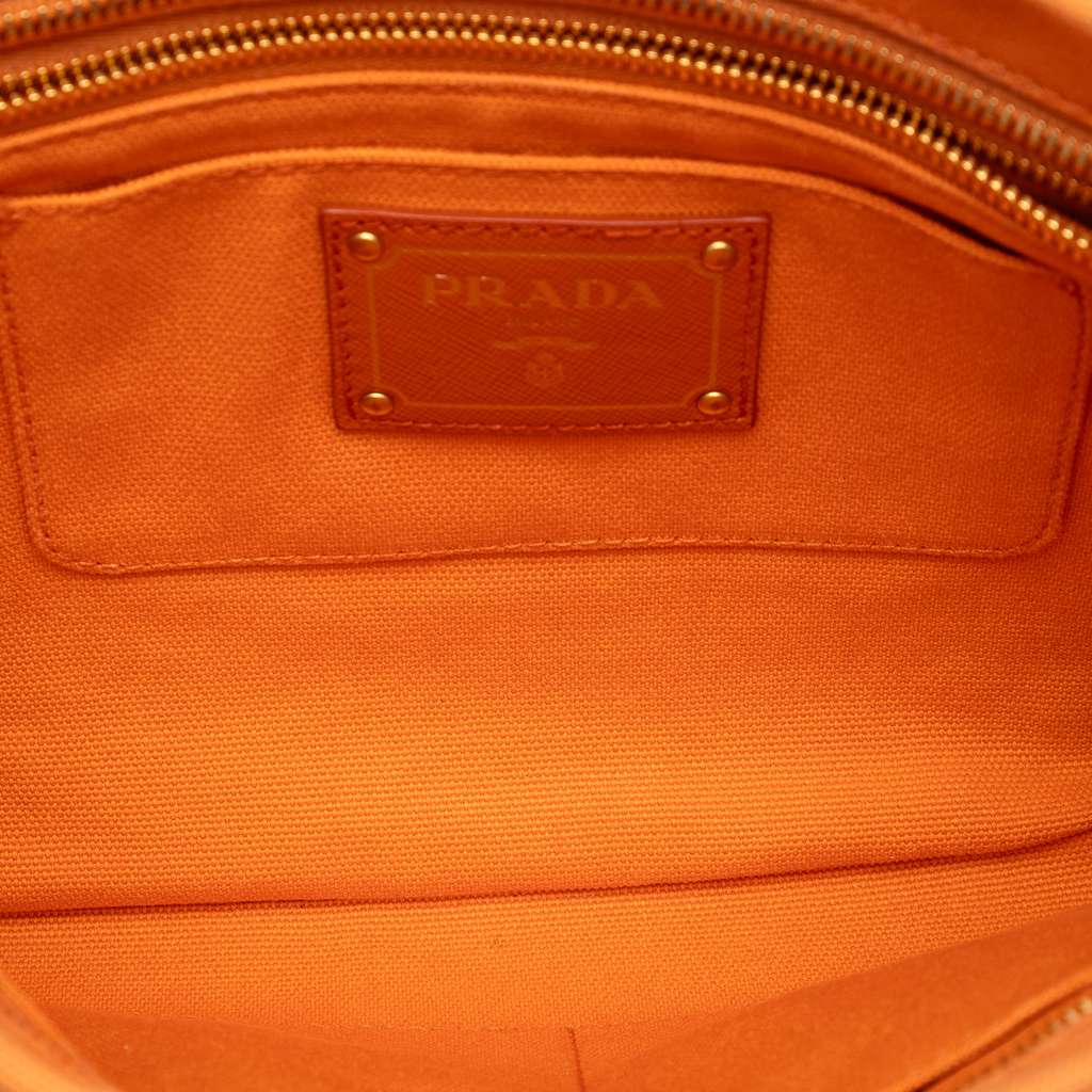 Prada Canvas Canapa Bijoux Clutch Orange Canvas Good condition - Model View