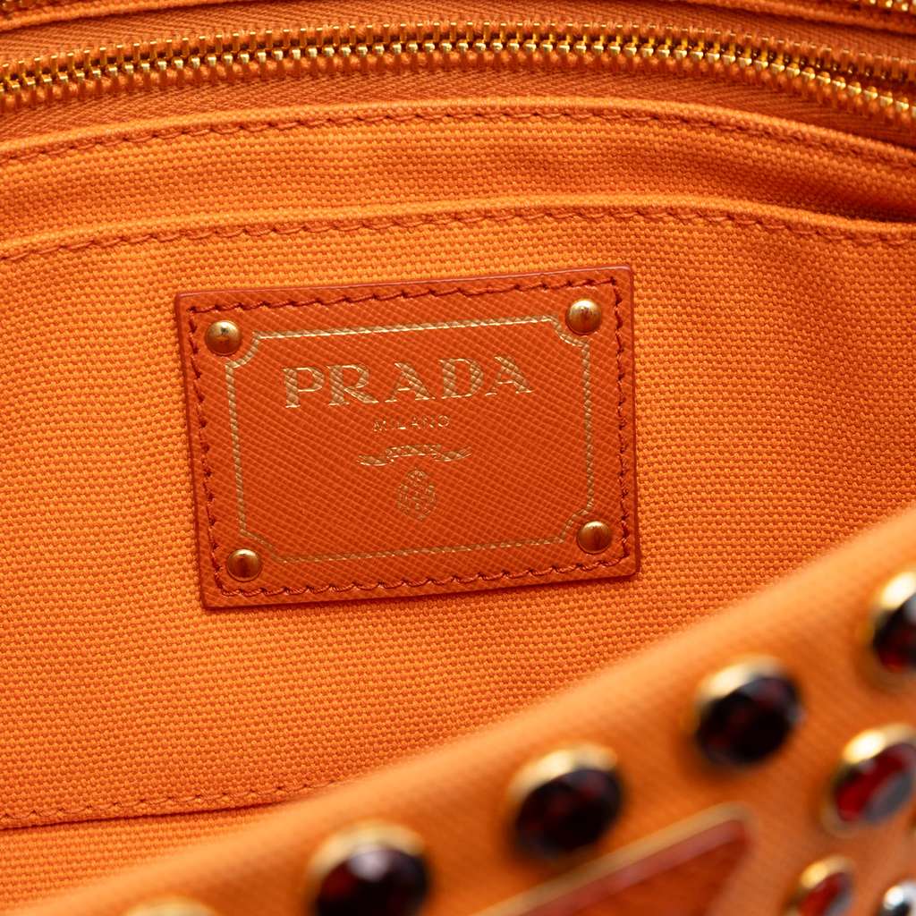 Prada Canvas Canapa Bijoux Clutch Orange Canvas Good condition - Box View