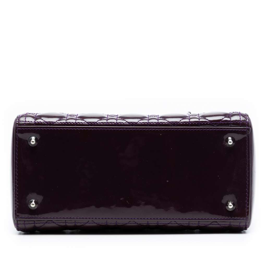 Dior Medium Patent Cannage Lady Dior Purple Leather Good condition - Inside View