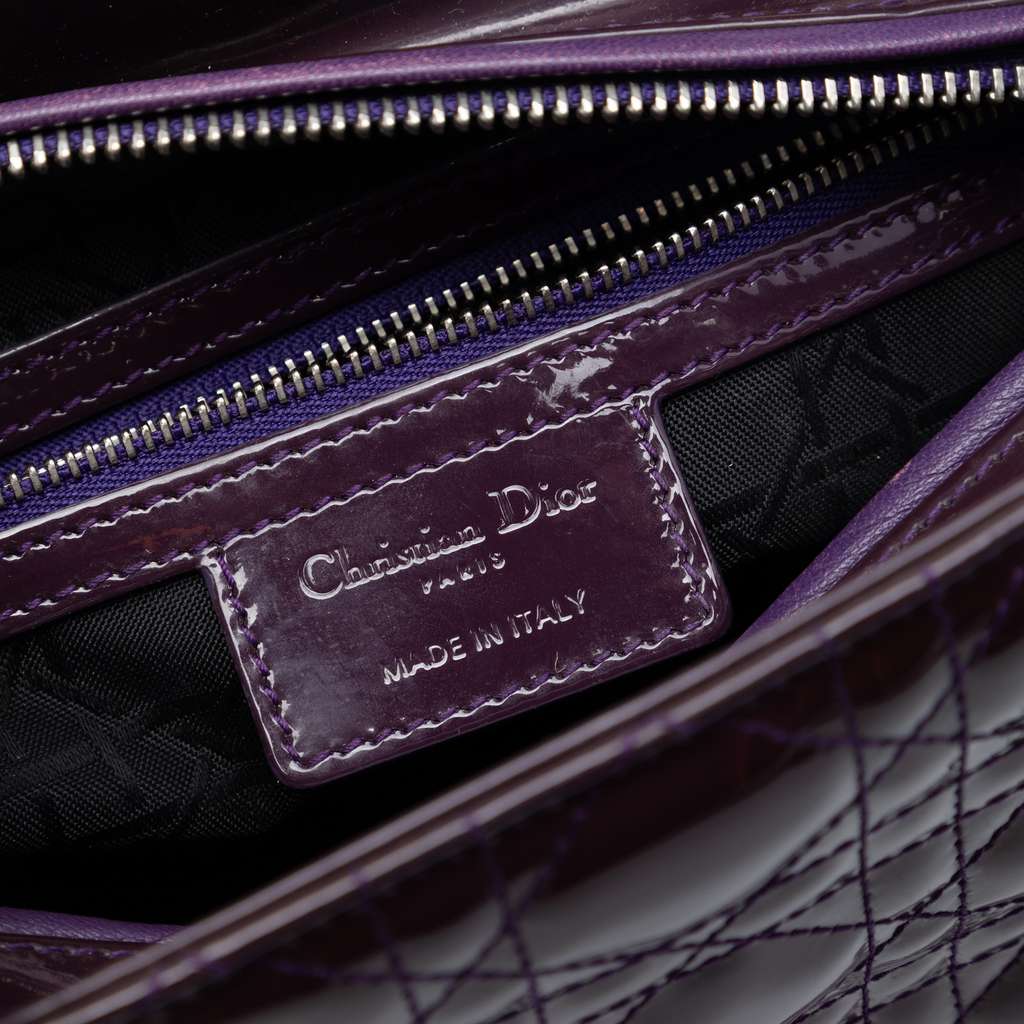 Dior Medium Patent Cannage Lady Dior Purple Leather Good condition - Box View