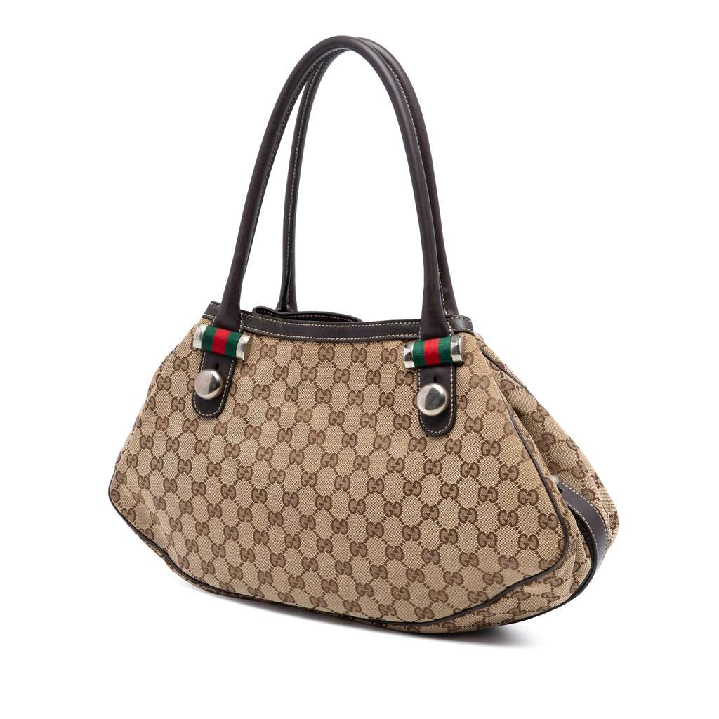 Gucci GG Canvas Web Match Ball Tote Beige Canvas Good condition - Back View