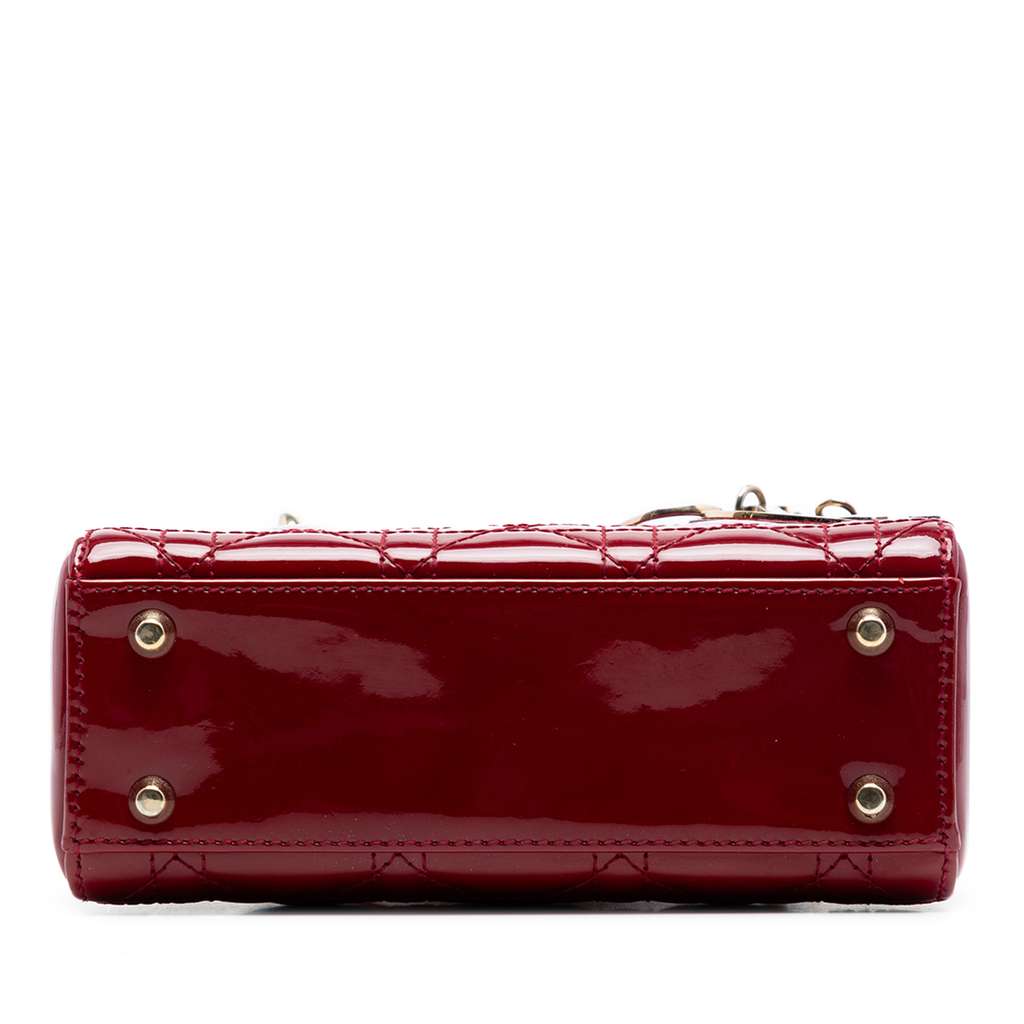 Dior Mini Patent Cannage Lady Dior Red Leather Good condition - Inside View